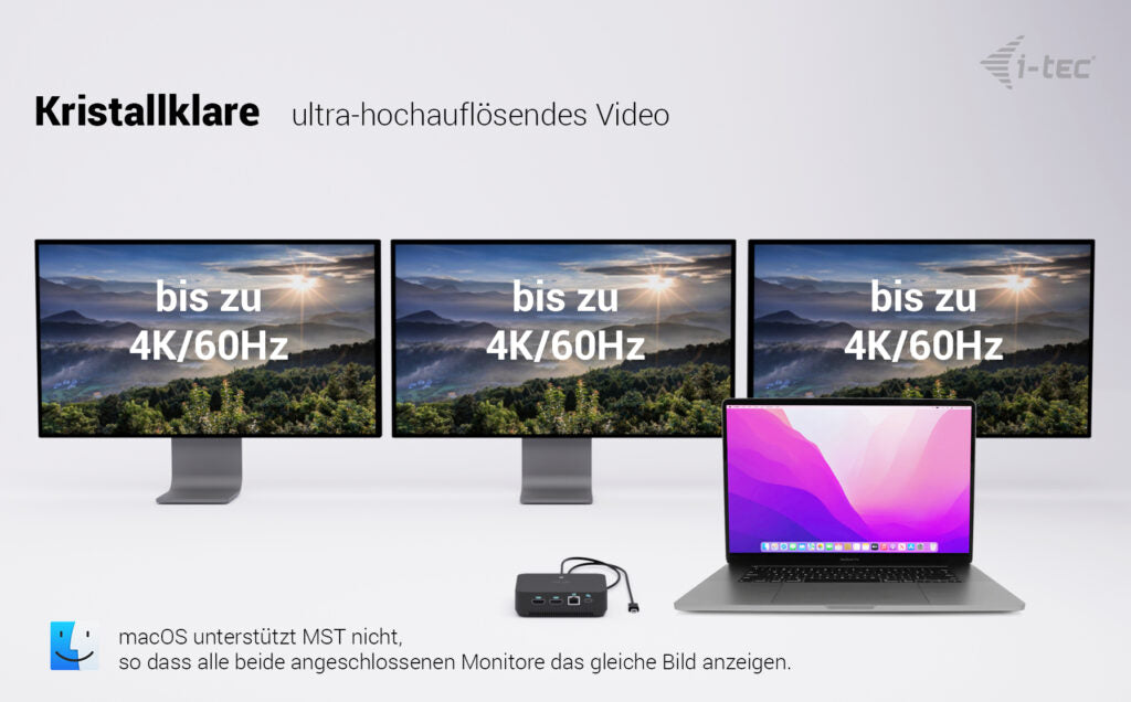 i-tec Dockingstation – USB-C, 1× DP, 2× HDMI, 5× USB-A, 100 W PD, GbE, für Windows/Mac/ChromeOS