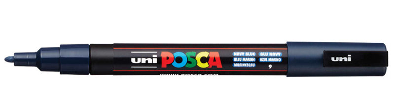 Uni-Ball POSCA PC-3M Permanentmarker – Rundspitze 0,9–1,3 mm – Marineblau – für Glas, Metall und Kunststoff