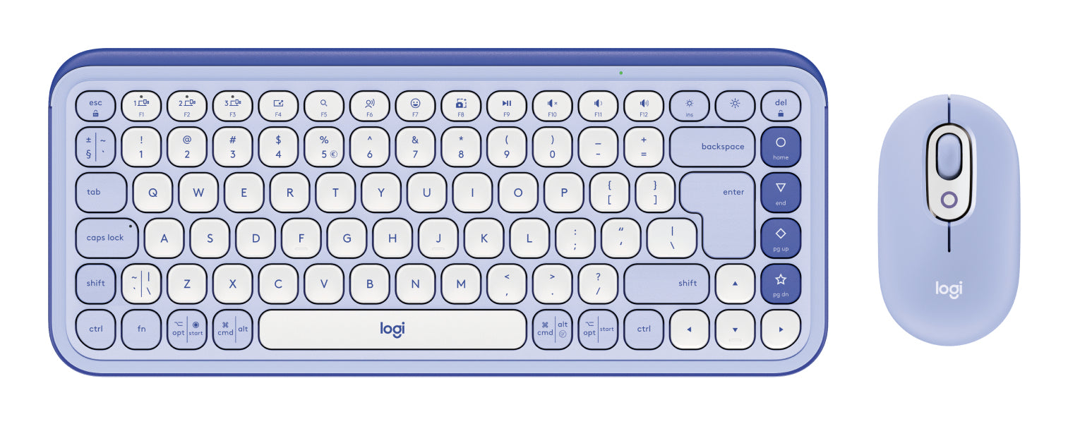 Logitech Pop Icon – Tastatur, kabellos (Bluetooth), US-Layout (EN), Lila/Weiss