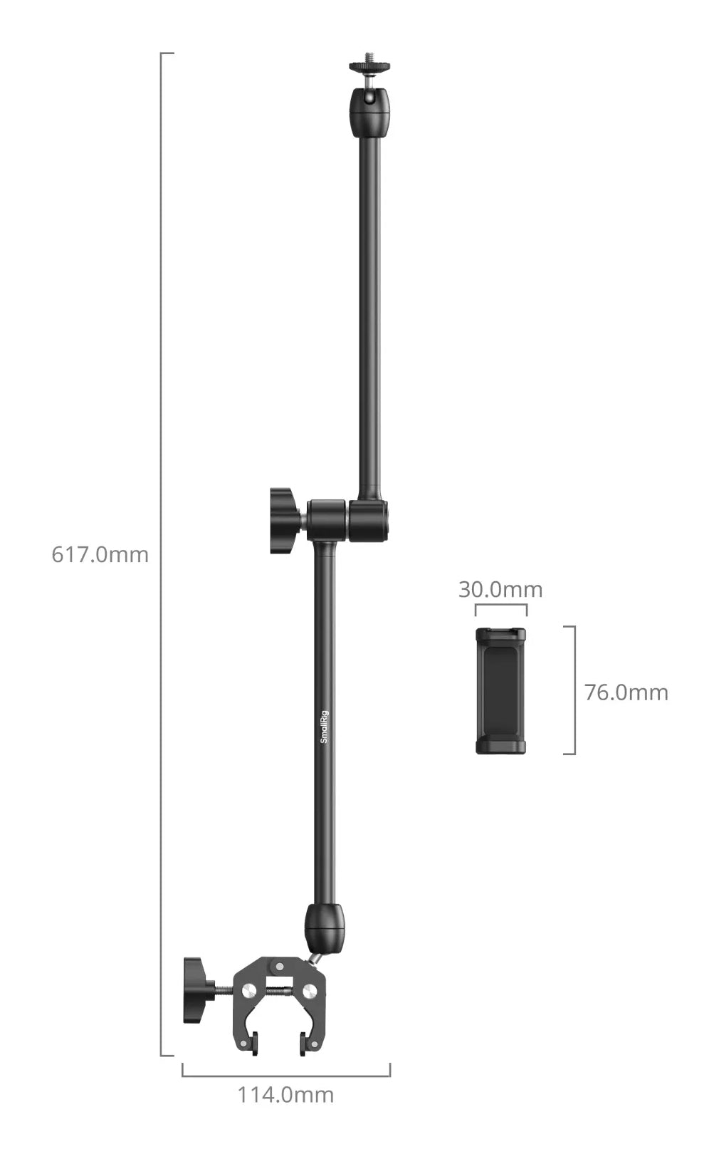 SmallRig Desktop Magic Arm – 550 mm ausgezogen, Traglast 0,25 kg, 1/4" Gewinde – für Kameras/Equipment