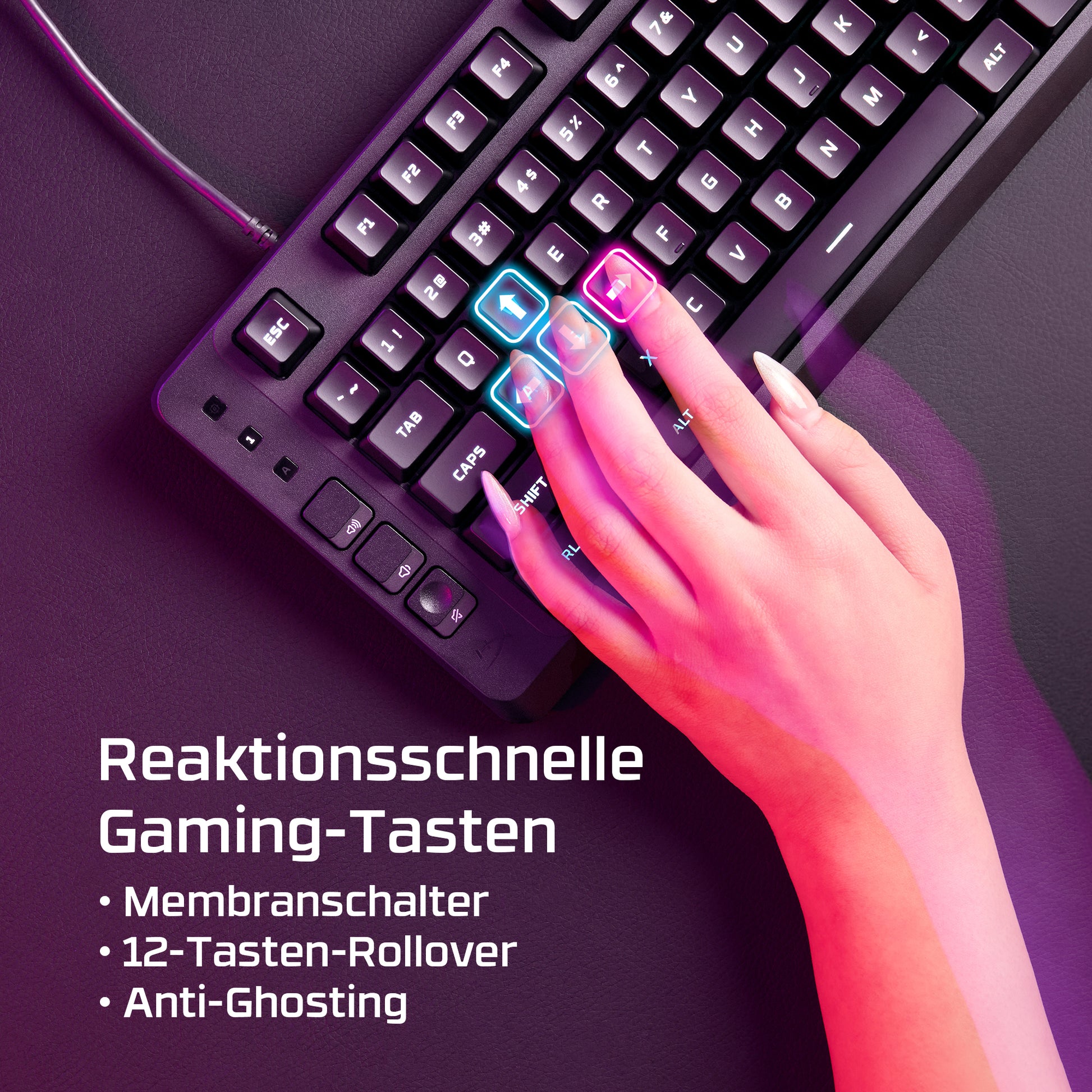 HyperX Eve 1800 – Gaming-Tastatur TKL – Mechanisch (HyperX Red), RGB – Verkabelt, USB-C – Schwarz