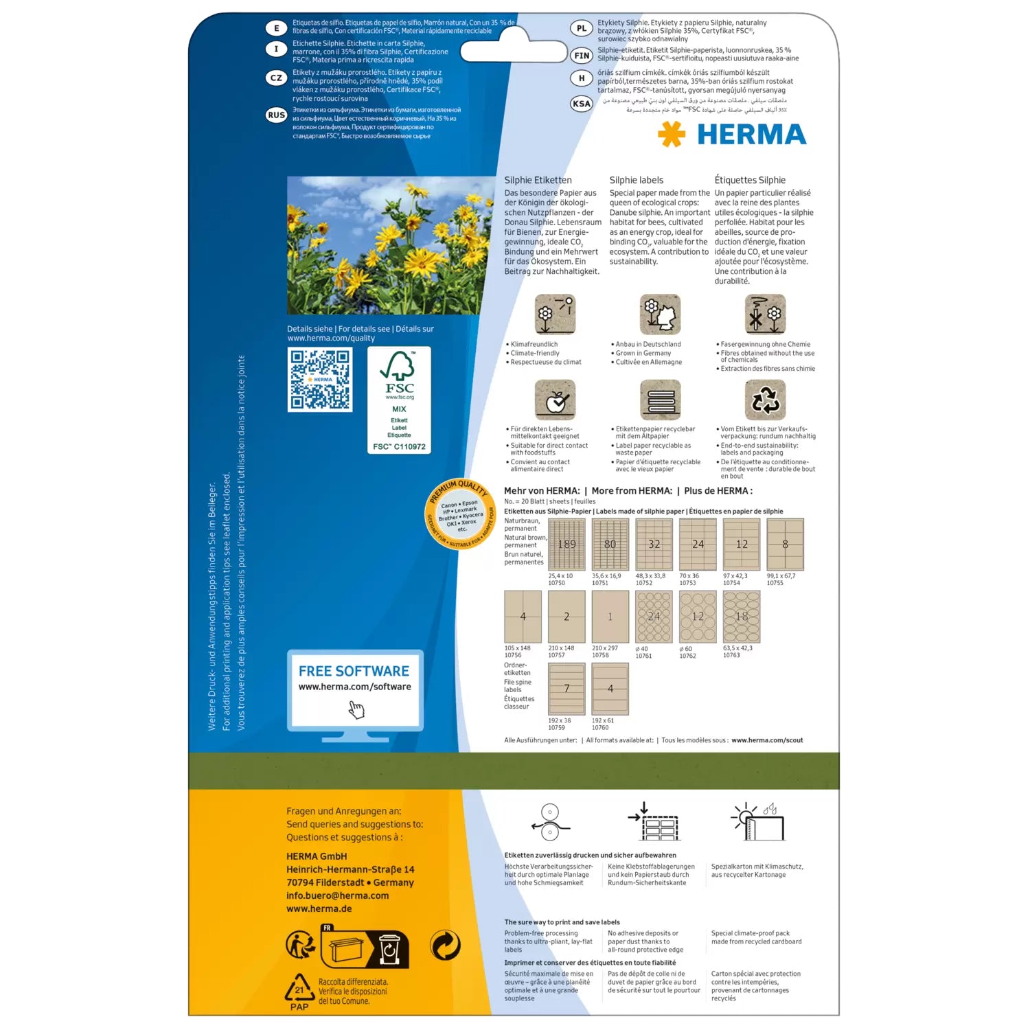 HERMA Druckeretiketten, Ø 40 mm, braun, Papier, permanent, 480 Etiketten (20 Blatt)