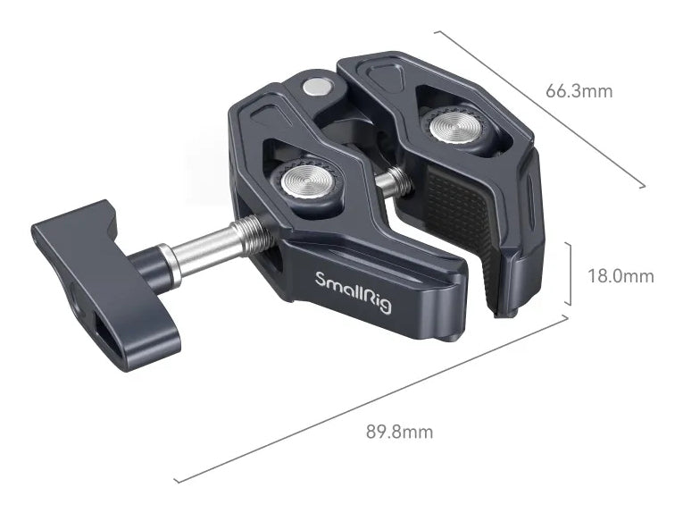 SmallRig 3755B Klemme – 1/4", 3/8" Montage, max. Spanndicke 6,5 cm – für Digitalkameras – Schwarz