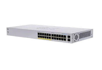 Cisco CBS110 – Unmanaged L2 Switch – 24× 1G, 2× Combo‑SFP, PoE, PoE-Budget 100 W, 19", 1U