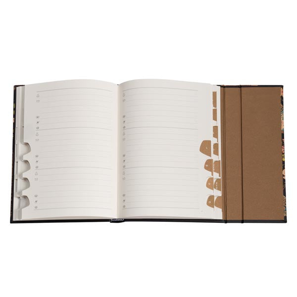 Paperblanks Adressbuch – 100 × 140 mm – 5 mm liniert – 120 g/m² – Hardcover, Wickelverschluss, Ornament, Braun