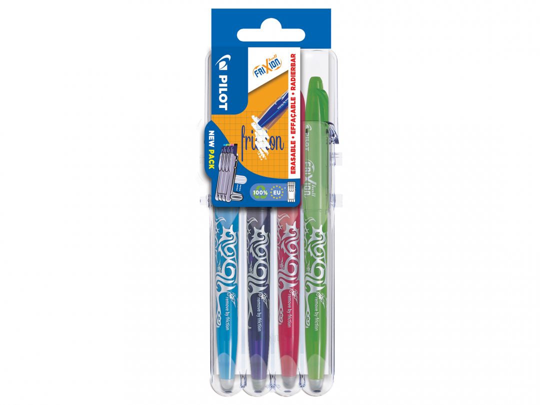 Pilot FriXion Ball Set2Go – Radierbarer Tintenroller mit Kappe, 0,7 mm, farbig sortiert, 4er Etui