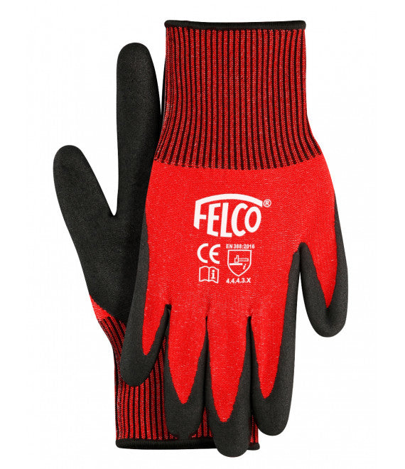 Felco Arbeitshandschuhe FELCO 701 – XL, 1 Stück – Polyester, Schwarz/Rot