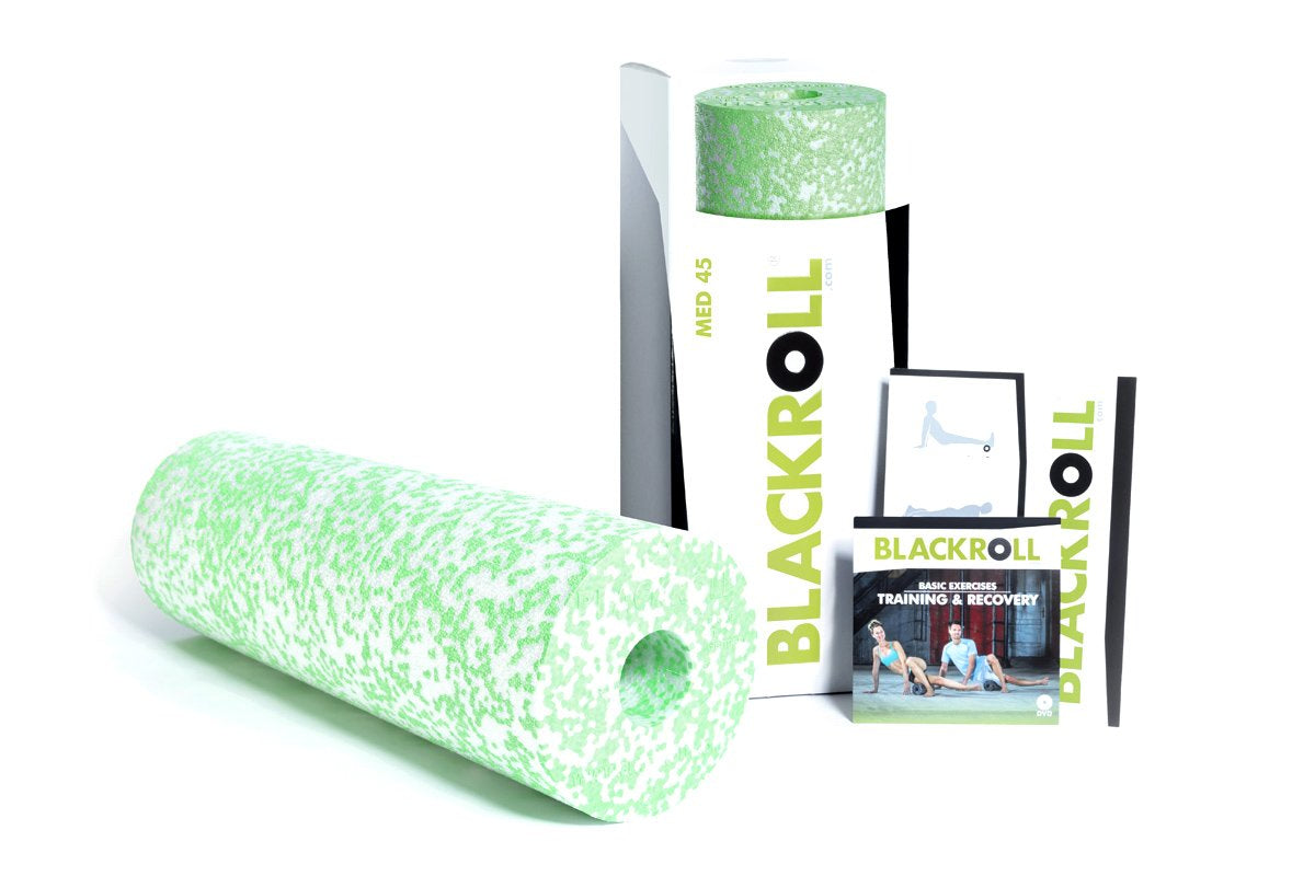 Blackroll Med 45 – Massagerolle, mittel, 45×Ø15 cm, Hellgrün/Weiss