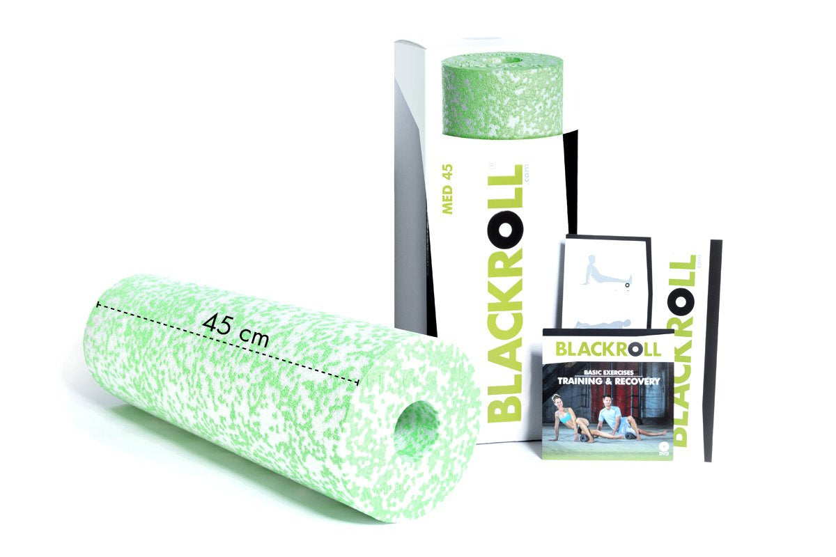 Blackroll Med 45 – Massagerolle, mittel, 45×Ø15 cm, Hellgrün/Weiss