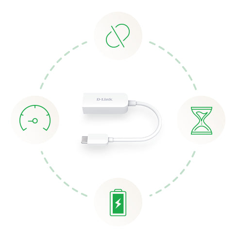 D-Link DUB-E250 Netzwerkadapter USB-C zu RJ-45 – 2,5 Gbit/s, 0,16 m