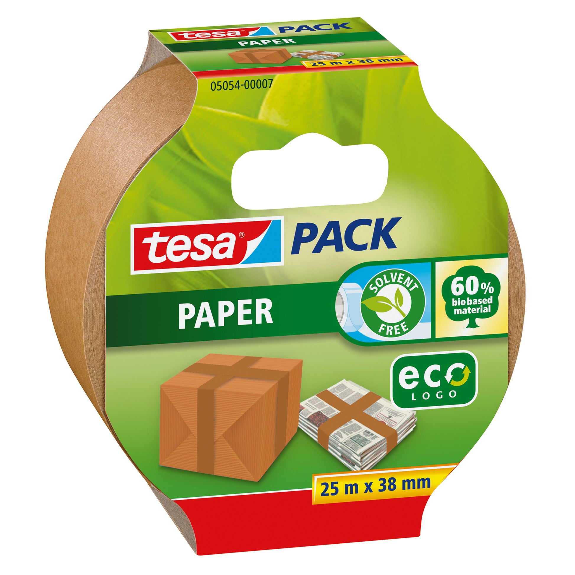 tesa – Verpackungsband, Papier, 38 mm × 25 m, Braun, Hotmelt, 05054-00007-01, 1 Rolle