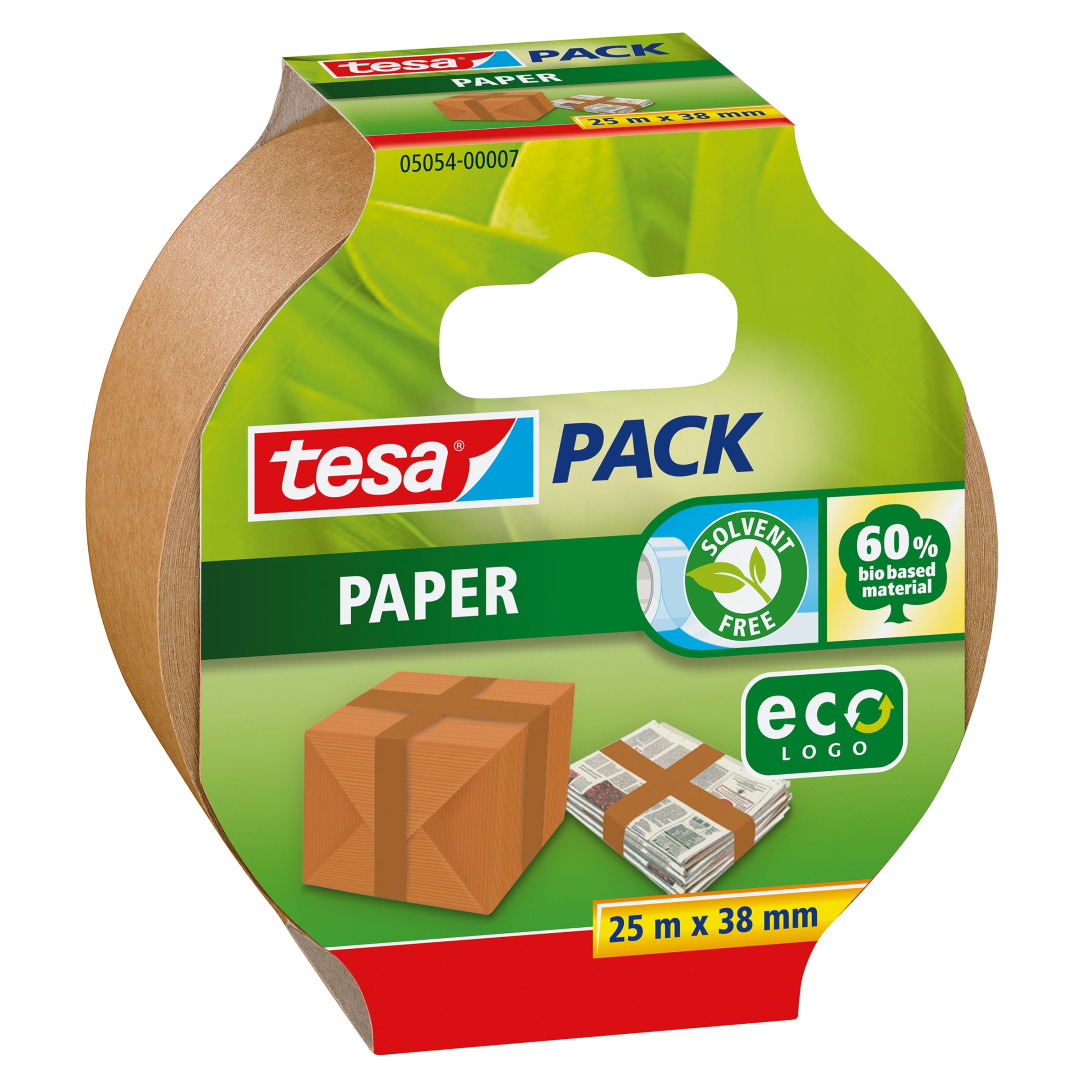 tesa – Verpackungsband, Papier, 38 mm × 25 m, Braun, Hotmelt, 05054-00007-01, 1 Rolle