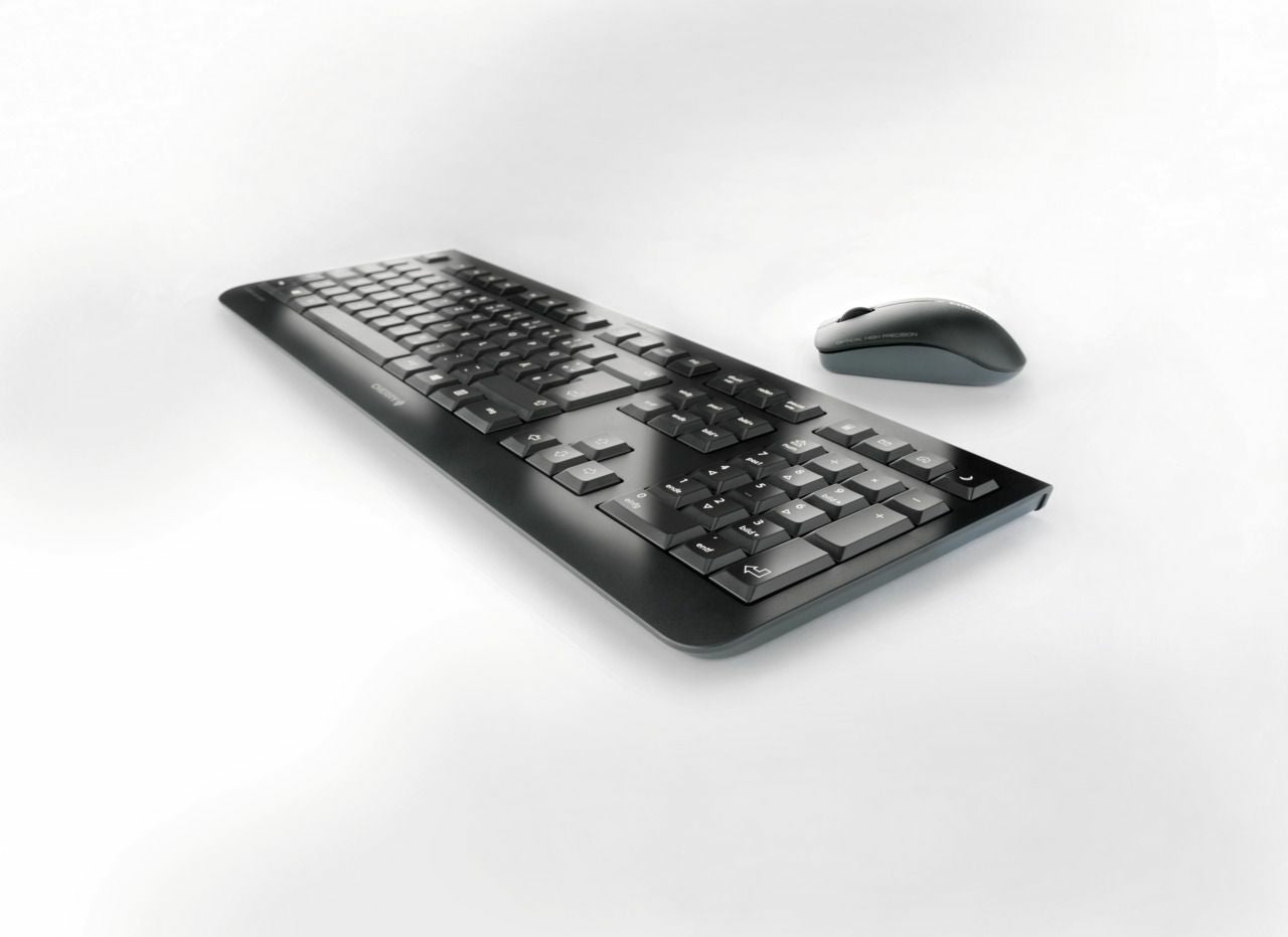 CHERRY DW 3000 – Tastatur, kabellos (2,4 GHz), UK-Layout (EN), Fullsize (mit Ziffernblock) – für Windows