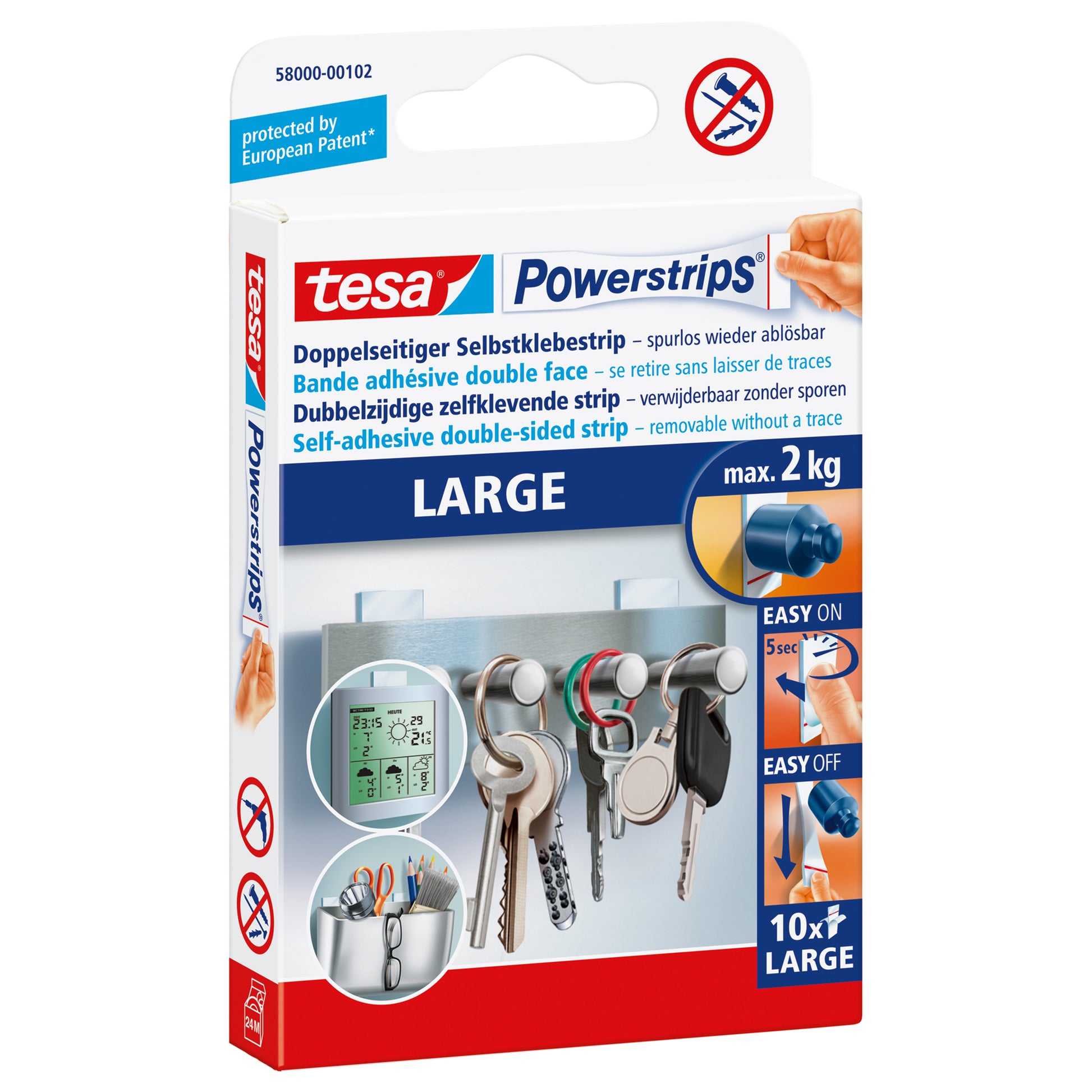 Tesa Montageband Powerstrips Large, weiss, bis 2 kg