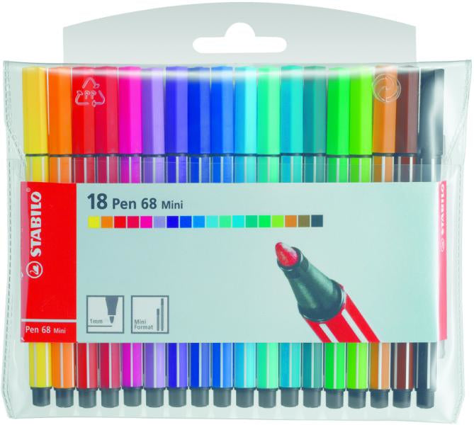 STABILO Pen 68 Filzstifte – Rundspitze, 1 mm, wasservermalbar, 20 Farben