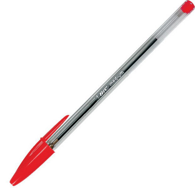 BIC Cristal Original Kugelschreiber – 50er Pack, Rot, Spitze 0,3 mm, Deckel