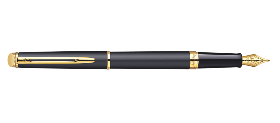 Waterman Hemisphäre matt schwarz, vergoldet – Feine Feder – blau