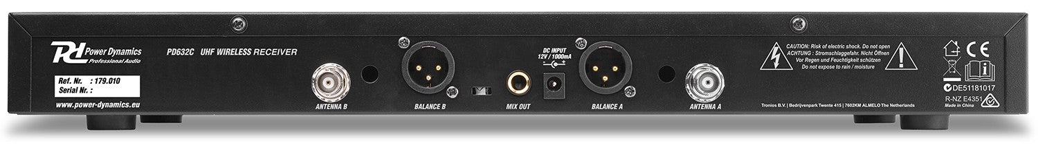 Power Dynamics PD632H Bühnenmikrofon 2er-Set – XLR, Kabellos (UHF), Niere, 60–18'000 Hz