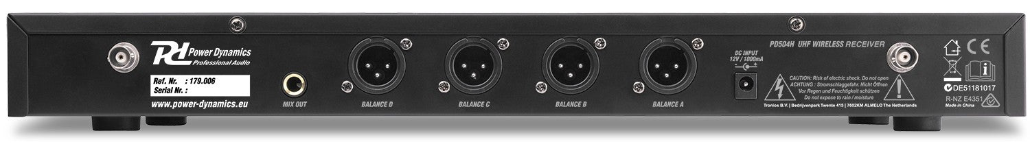 Power Dynamics PD504B Lavalier-Mikrofon 4er-Set – XLR, Kabellos, Niere, 60–18'000 Hz