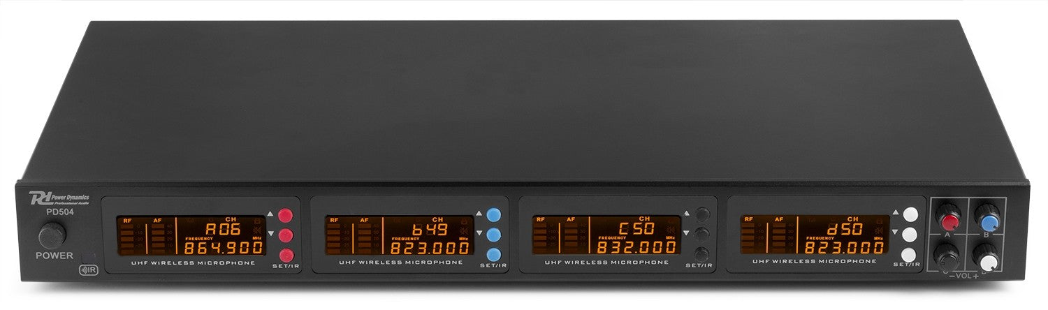 Power Dynamics PD504 Bühnenmikrofon 4er-Set – XLR/6,3 mm Klinke, Kabellos, Niere, 60–18'000 Hz