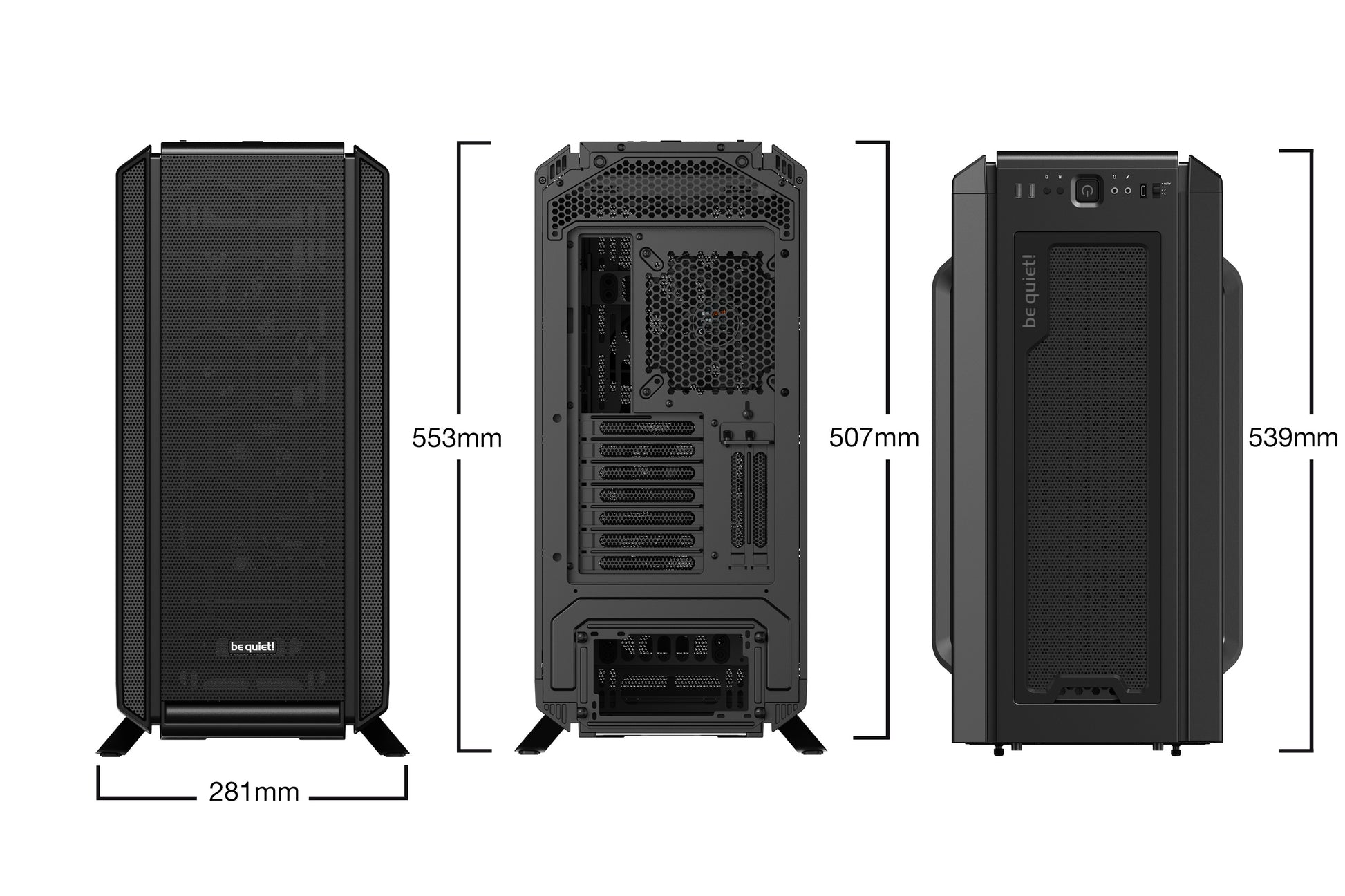 be quiet! be quiet Midi Tower – Silent Base 802 – Schwarz, Seitenfenster, für ATX, EATX, micro ATX und andere, 553×281×539 mm