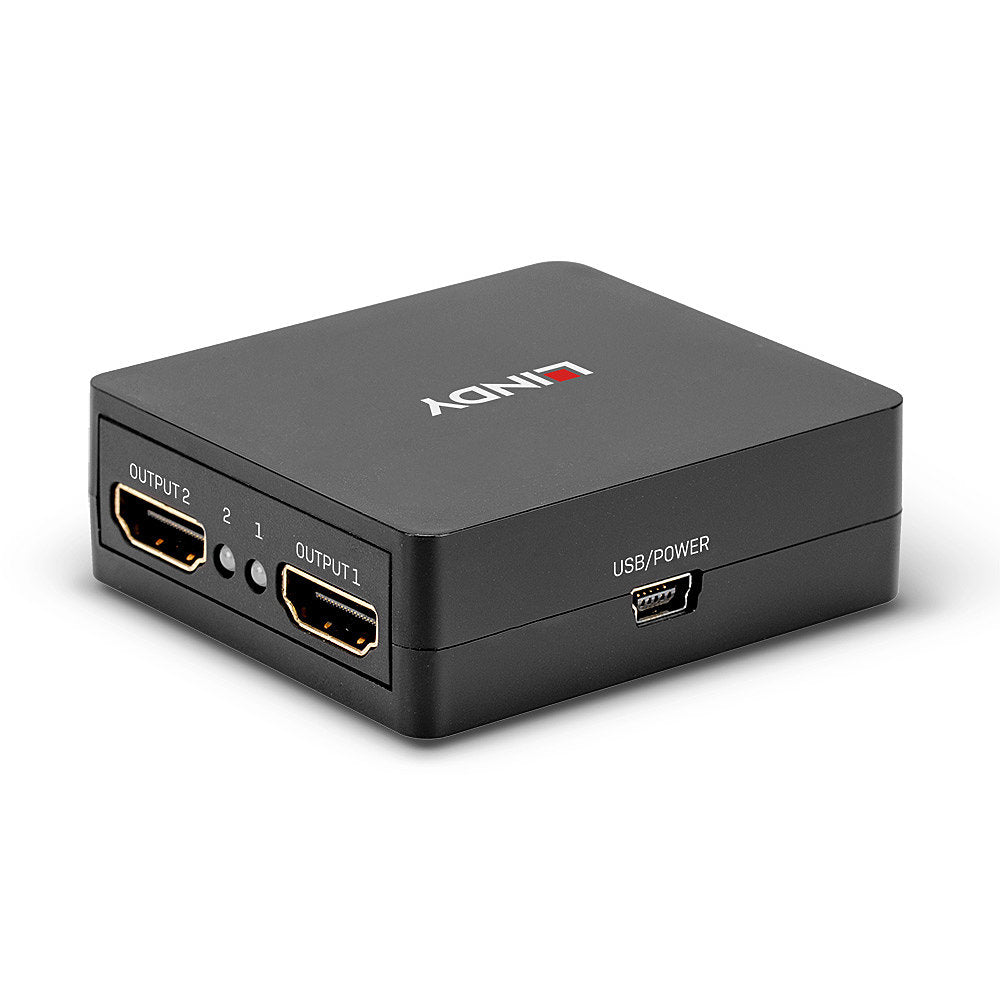 Lindy 2 Port HDMI 18G Splitter Kompakt – HDMI-Splitter, 1×2, 18 Gbit/s, HDMI