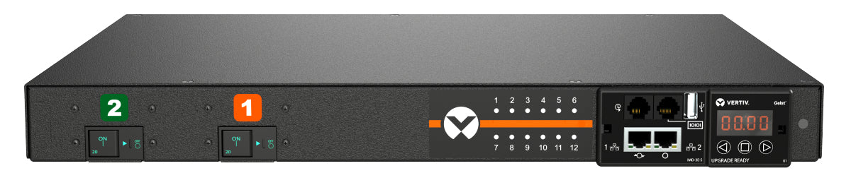 Vertiv Rack-PDU – Überwacht, Outlet-Messung, Horizontaler Rack 1U, 32 A 230 V, 12×C13/C19, IEC 60309, 3 m