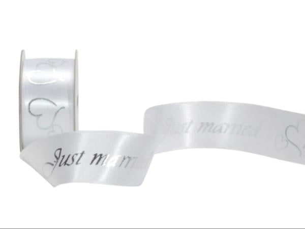 Spyk Geschenkband Cubino Just married – 25 mm × 3 m – 1 Stk. – Liebe