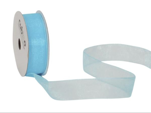 Spyk Geschenkband Organzaband Blau – 15 mm × 8 m