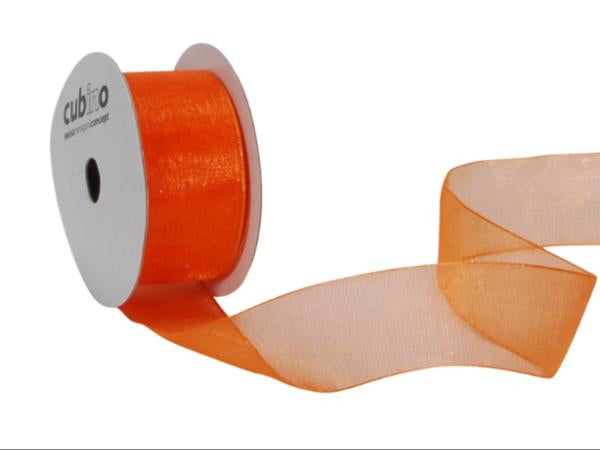 Spyk Geschenkband Organsa Orange – 25 mm × 6 m – mit Webkante