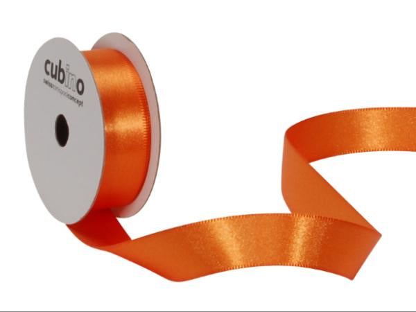 Spyk Geschenkband Satin Cubino Orange – 16 mm × 5 m – glänzend, echte Webkante