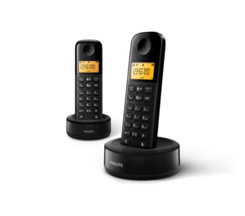 Philips D1602B – DECT-Telefon mit Basis, 1,6", schwarz