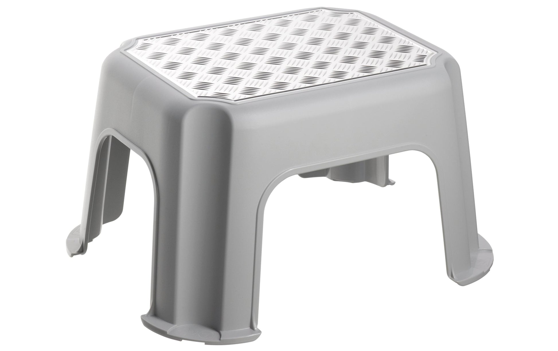 Rotho Paso Trittschemel – Recycling-Kunststoff – Grau/Silber – BPA-frei, Einstufig – 358 × 238 × 431 mm