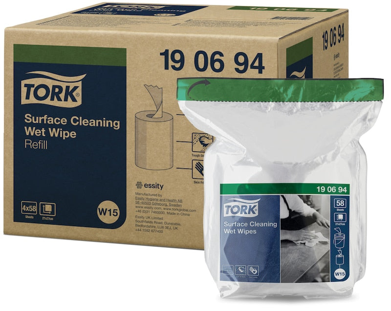 Tork W15 Feuchte Oberflächenreinigungstücher – weiss – 58 Stk. – für W15 Spender