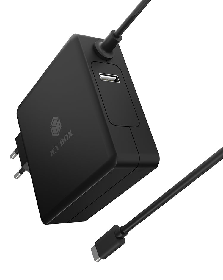 ICY BOX IB-PS101-PD USB-Ladegerät 90 W – USB-C×1, USB-A×1 – PD – für Laptop, Smartphone, Tablet