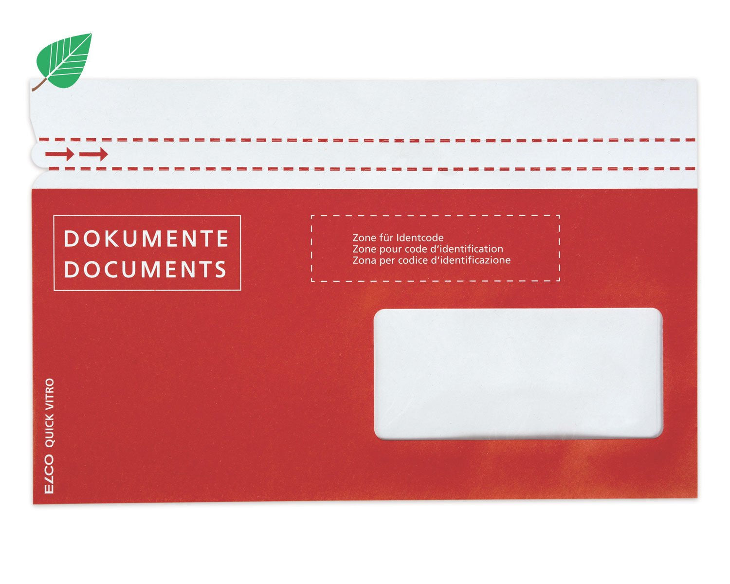 Elco Dokumententasche – C6/5 (229 × 114 mm), Fenster rechts, bedruckt, rot, Papier, selbstklebend – 250 Stück