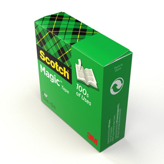 Scotch Magic Tischabroller – für Klebefilm bis 19 mm × 39 m, mit Klebefilm, Kunststoff, schwarz