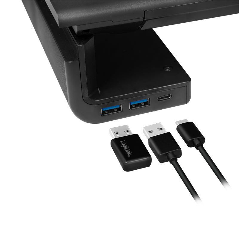 LogiLink BP0141 – Monitor-Tischständer – bis 25 kg – höhenverstellbar, USB-Hub – Schwarz