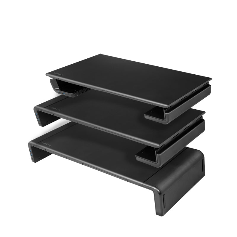 LogiLink BP0141 – Monitor-Tischständer – bis 25 kg – höhenverstellbar, USB-Hub – Schwarz