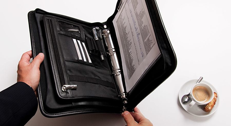 Wedo Elegance Konferenzmappe, für A4, 4 Ringe (herausnehmbar) – Kunstleder/Nylon – Schwarz