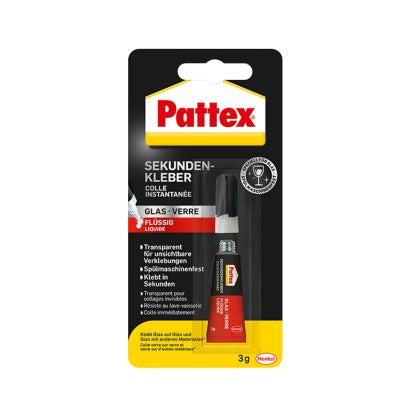 Pattex Sekundenkleber – Tube, permanent, transparent, lösemittelfrei, wasserfest, schnelltrocknend, für Glas