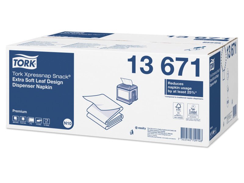 Tork Spender-Servietten Weiss – 21,6 × 21,3 cm, 1-lagig, 1/4-Falz, für N10-Spender – 4000 Stück