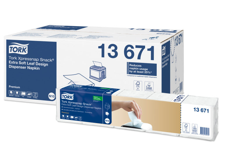 Tork Spender-Servietten Weiss – 21,6 × 21,3 cm, 1-lagig, 1/4-Falz, für N10-Spender – 4000 Stück