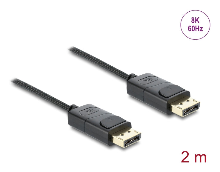 DeLOCK DisplayPort Kabel DP 1.4 8K 60 Hz – 2 m – HDR, geflochten