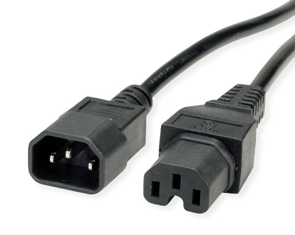 VALUE Netzkabel – IEC C14 zu IEC C15, 1,8 m, 250 V/10 A, schwarz