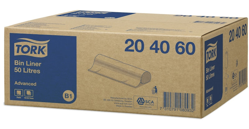 Tork Kehrichtsack für B1-Abfallbehälter – 50 l, HDPE, transparent, 25 Stk