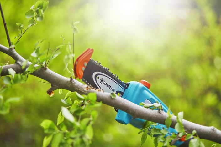 Gardena TCS 20/18V Hochentaster – 18 V – Schwertlänge 200 mm – 2,0 Ah & Ladegerät – POWER FOR ALL
