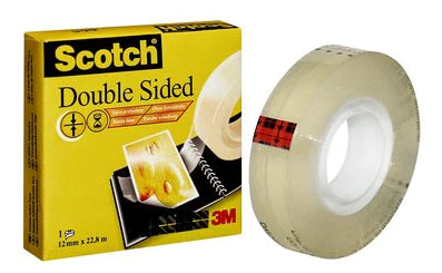 3M Scotch Doppelseitiges Klebeband 665 – permanent, klar, Zelluloseazetat, 12 mm × 23 m, Kern Ø 25 mm