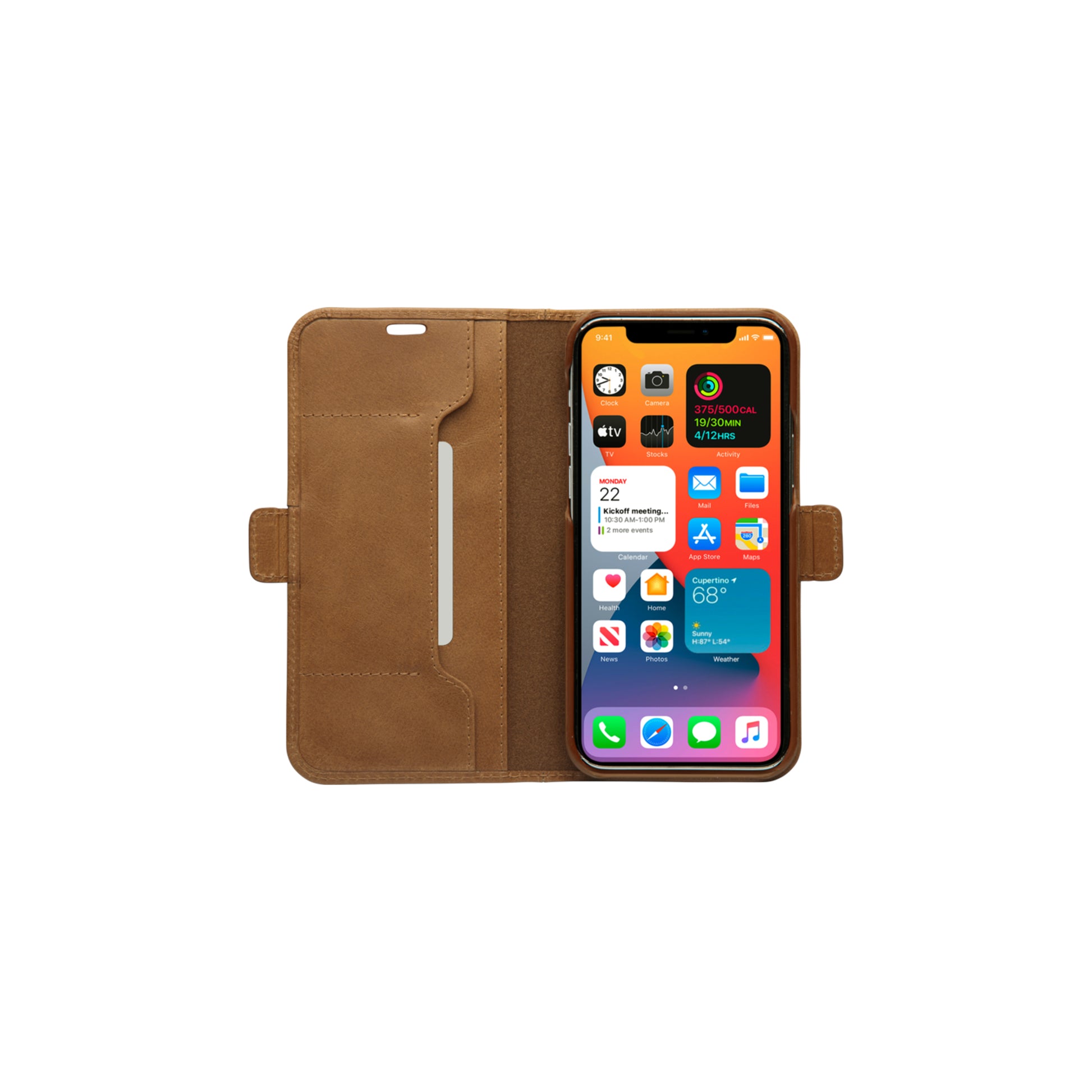 dbramante1928 Copenhagen Slim Wallethülle – für Apple iPhone 12/12 Pro, 3 Kartenfächer, Leder, Braun