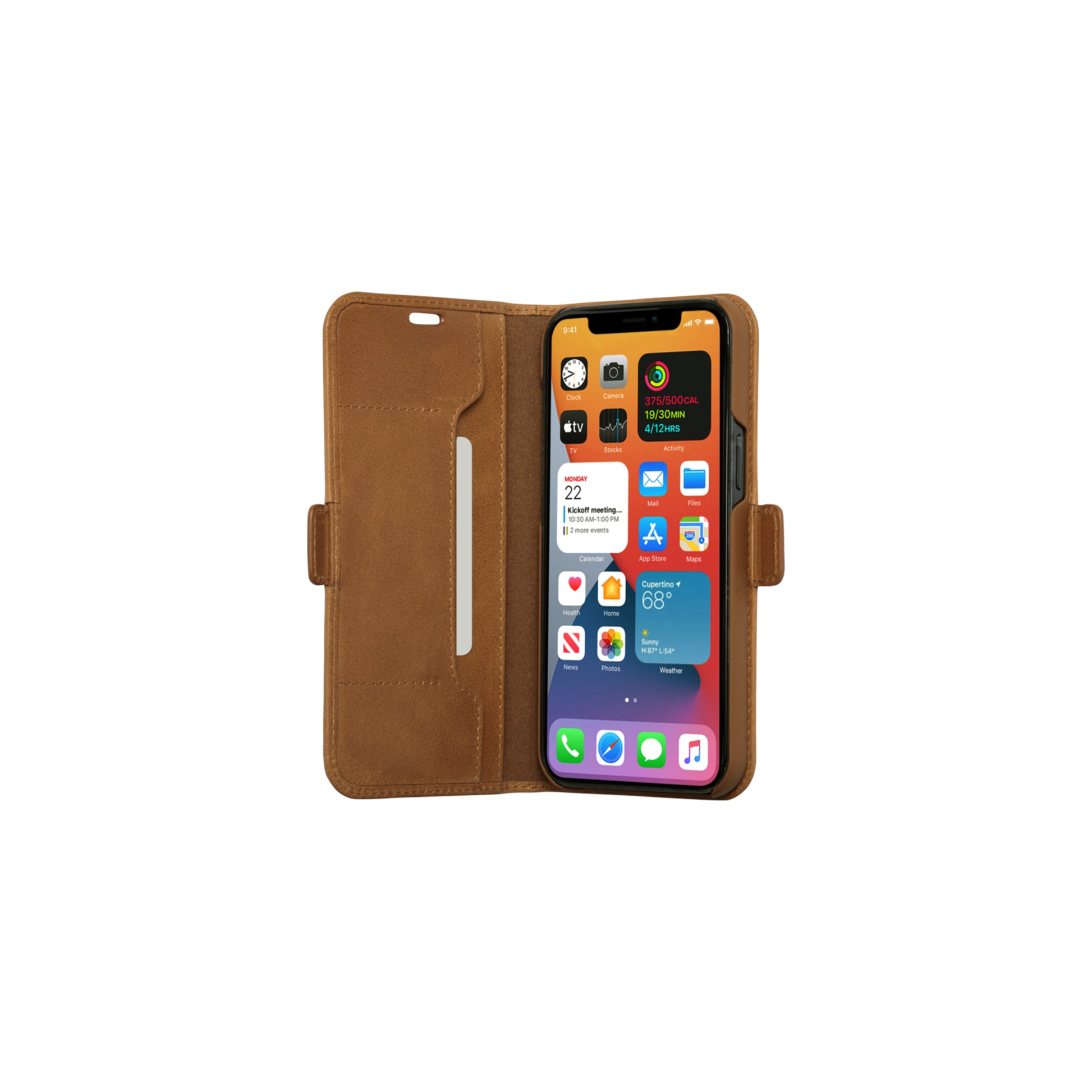 dbramante1928 Copenhagen Slim Wallethülle – für Apple iPhone 12/12 Pro, 3 Kartenfächer, Leder, Braun